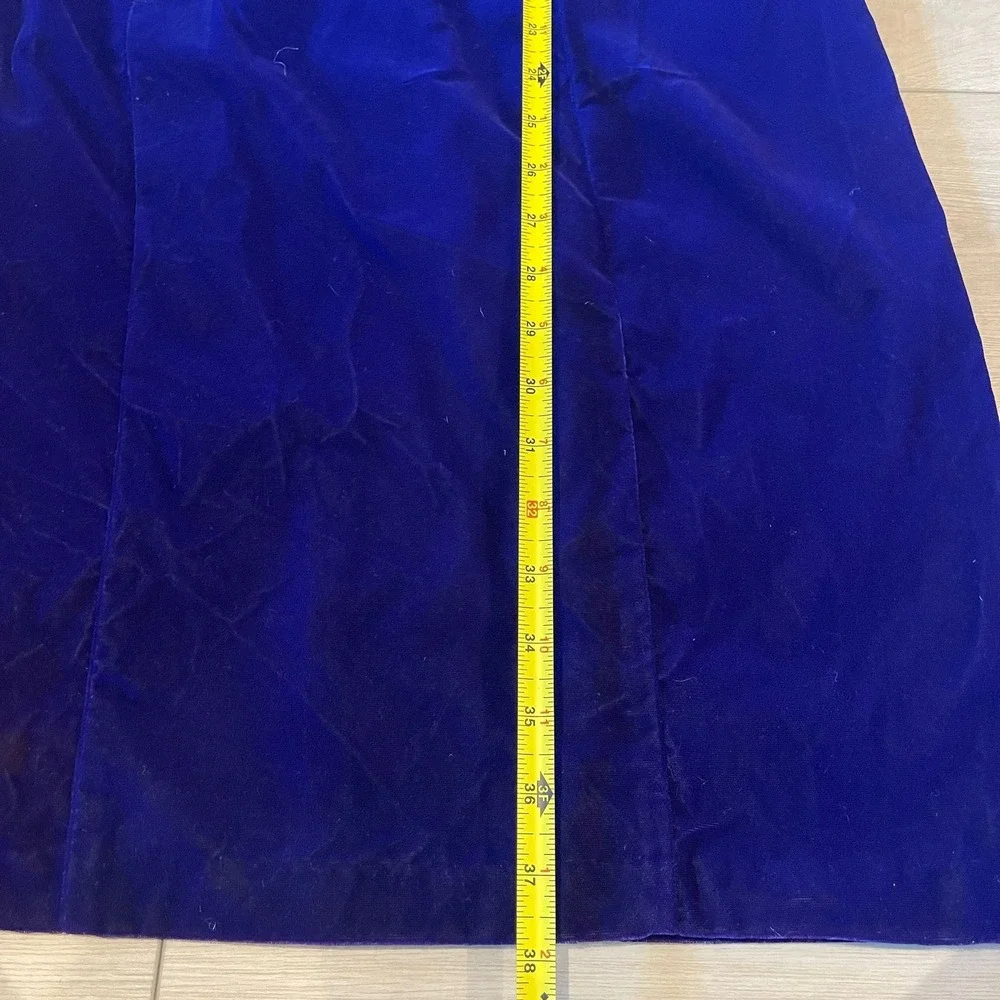 Vintage Niki Originals Velvet Dress Royal Blue Beaded Lace Formal Gown‎